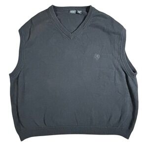 IZOD Mens V Neck Sweater Vest Dark Navy Blue 4XL 100 Percent Cotton Logo